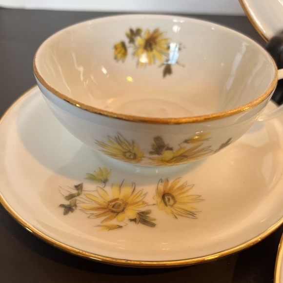 Limoges Three Teacups and Saucers, One Plate - Picture 5 of 14